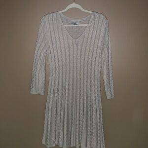 Chic Long Sleeve Knit Dress in Cream